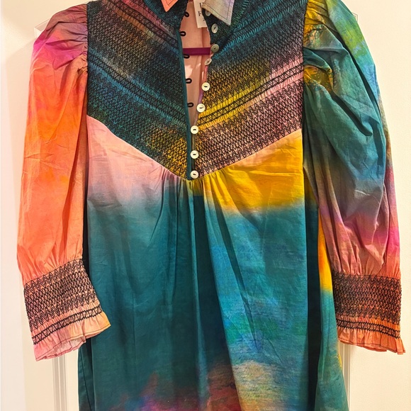 Anthropologie Colorful Tie-Dye Long Sleeve Dress